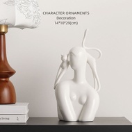 White Ceramic Cat Figure Decor