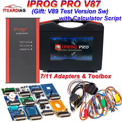 NEW Iprog Pro Full V89 with 7/11 Adapters Support Eeprom IMMO/KM/Radio/Airbag Reset Dashboard IPROG+