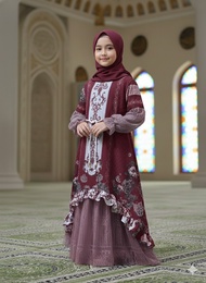 Gamis Anak Perempuan Gamis Raya Sultan Ceruty Babydoll Mix Brokat Chantily Usia 3-12 Tahun | Gamis M