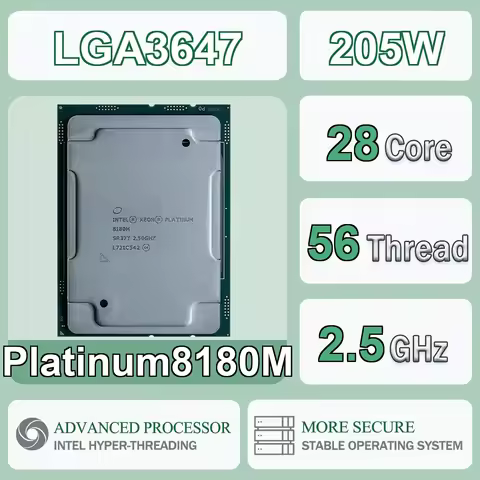Intel Xeon Platinum8180M 28 Cores 56 Threads 2.5GHz 38.5MB 205W Computer CPU Processor Server Platin
