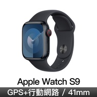 Apple Watch S9 GPS LTE 41mm 午夜鋁/午夜運動錶帶-M/L MRHT3TA/A
