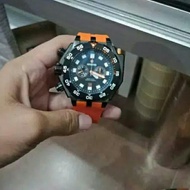 Jam Tangan Expedition E 6641 M Diver Black Orange Rubber Original 50 m