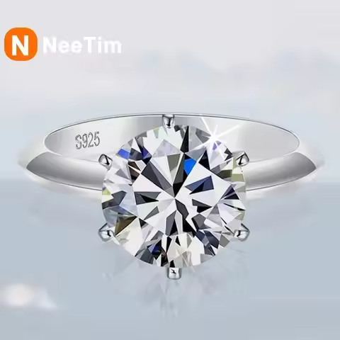 NeeTim 0.5-5ct Moissanite Ring For Women 925 Sterling Silver with White Gold Plated Lab Diamond Enga