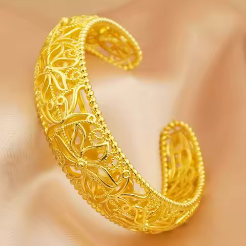 9999 gold Dubai hollowed-out bracelet jewelry, Arabian, Middle East, Africa, Ethiopia, moon embroide