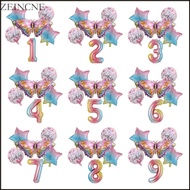Zein Large Butterfly Number Balloon Set of 6 Aluminum Foil Balloon Birthday Decor
