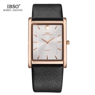IBSO Brand Light Luxury Square Student Quartz Men's Watch Japanese Movement Genuine Leather Watch Be