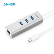 Anker USB C Hub 4-in-1 Aluminum USB C Adapter with Ethernet Port 3 USB 3.0 Ports for MacBook Pro Chr