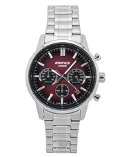 [Creationwatches] Casio Edifice Analog Chronograph Stainless Steel Red Dial Quartz EFR-575D-4A 100M 