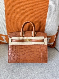 Hermes Birkin 20 cc37 gold  croco mat Ghw W