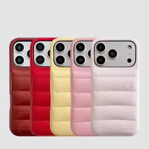 Luxury PU Leather Puffer Phone Case For iPhone 17 16 15 14 Pro Max 13 Shockproof Cover Urban Sophist