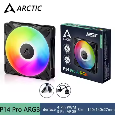 ARCTIC P14 Pro ARGB 14cm Computer Case Fan,5V 3Pin ARGB/12V 4Pin PWM 400-2500 RPM/Hydrodynamic Beari