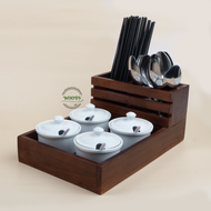 Khay Đựng Đũa Thìa Gia Vị Đa Năng Bằng Gỗ Sang Trọng Bền Bỉ- WOODY