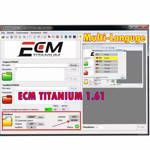 2026 Hot !ECM TITANIUM 1.61 With 26000 + Driver ECM 18259+ Drivers for ecu tool Send link or CD or U