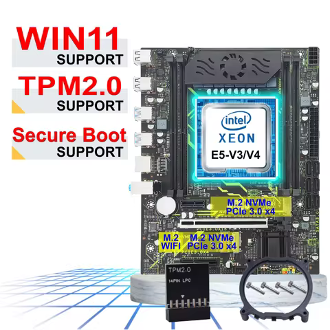 Intel Xeon E5 2696 V4 X99 Motherboard X99-XD4 Win11 Tpm2.0 Set UEFI Secure Boot 4x DDR4 RAM Slots 2x