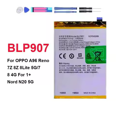 Mobile Phone Battery BLP907 4500mAh For Oppo A96 Reno 7Z Reno 7Z 5G Reno 7 4G Reno 8 4G Reno 8Z 5G R