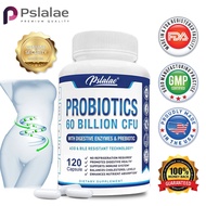 Pslalae-Probiotics, 60 Billion CFU, Prebiotic Formula - Probiotics for Men and Women, Balances Cholesterol Levels, Enhances Nutrient Absorption, 120 Capsules
