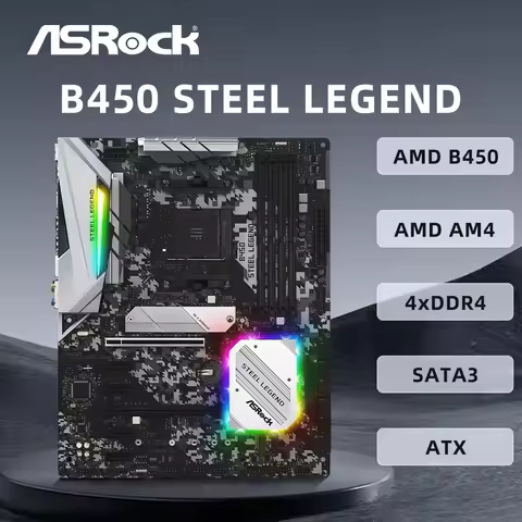 ASRock B450 Steel Legend Motherboard Support R9 5950X R7 5800X3D 5700X R5 5600X 5600G CPU 4xDDR4 320
