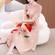 ❀﹍ Aiden001 Middle-Aged Women Short-Sleeved Summer Mother Summer Fit And Slim Belly-Covering Long Dr