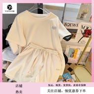 新款 休閒 運動 套裝兩件套女裝 Short sleeved shorts two-piece set for women's clothing 休闲运动套装女夏装2025年新款宽松夏季夏款短袖短裤两