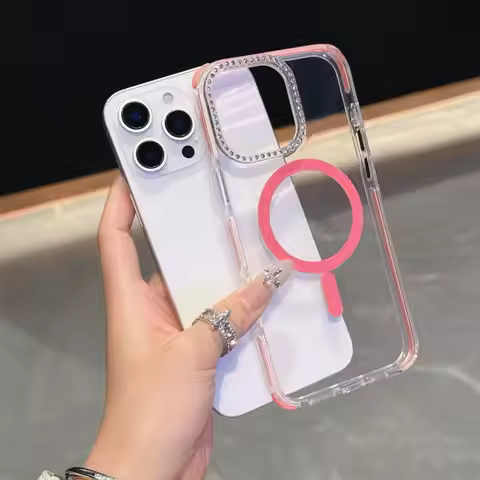 Colorful Airbag Anti Fall For Magsafe Magnetic Case For iPhone 16 Plus 15 14 13 Pro Max Diamond Came
