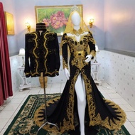 couple baju pengantin adat jawa hitam payet jpg gold