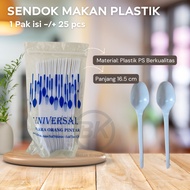 BK888 [1 PACK 25 PCS] Milk White Plastic Long Tablespoon, Plastic Tablespoon, Long Plastic Spoon