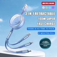 Retractable Cable Charger Fast 3W 100 Data Travel