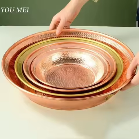 Buddhist Fruit Plate,Engraving Copper Hammer Altars Saucer,Brass Auspicious Tibetan Offering Buddha