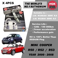 NGK Premium RX Spark Plug - MINI Cooper R50 R52 R53 1.6L W10B16A W11B16A SOHC N.A & Supercharger ( 2