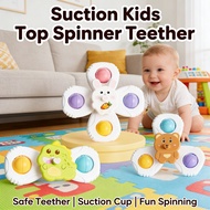 Bath Teether Sucker Toys Spin Sinker for Kids 3 Pcs Baby Top Spiner Cartoon Spin