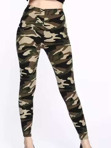 Fashion Camouflage Appearance Leggings Women's Slim Fit Pants Cropped Pants