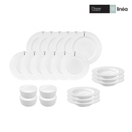Felli Dinexe Opal Glass White Dinnerware Set (22 Pcs) - Linea [FREE S/S Cutlery 12 Pcs]