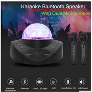Wireless Bluetooth Karaoke Speaker, Portable Family KTV with Dual Microphone LED Disco Lights Wireless Microphone
