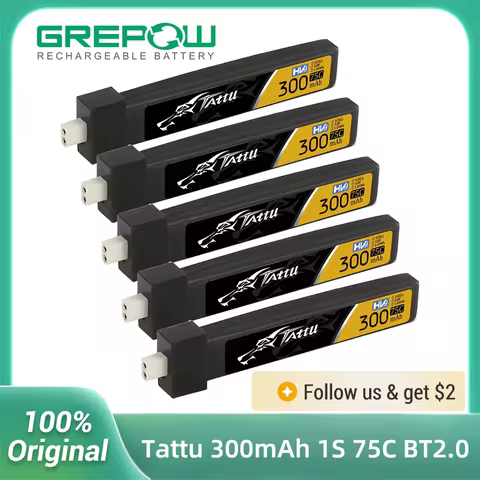 Tattu 300mAh 1S 75C 3.8V LiPo Battery BT2.0 For Betafpv Air65 meteor65 Pro RC Helicopter Quadcopter 