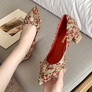 XXJCL · Red Xiuhe Wedding Shoes Women's Wedding Shoes Bridal Shoes Mid-heel Red Xiuhe Shoes Can Wear