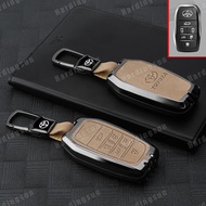 Metal+Leather Key Cover Casing Accessories For Toyota Vellfire Alphard 6 Button