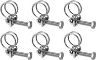 uxcell 6Pcs Double Wire Hose Clamp, 15-18mm Adjustable Stainless Steel Wire Hose Clips with M6 Bolt for Dust Collection Hose, Pump Hose Pipe