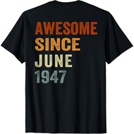 Men's cotton T-shirt (ON Back) Retro Since June 1947 79 Years Old 79th Birthday T-Shirt