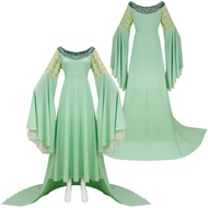Movie Ring King Arwin cosplay Dress Light Green Elf Princess Dress Halloween cos Dress with Crown