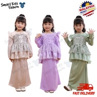 Elegant Budak Baju Kurung Budak Perempuan Peplum Cotton Lace Kanak Kanak Baju Raya Baru