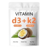 Vitamin D3 K2 10000 IU, 2-in-1 Vitamin D3 K2 Supplement Softgel, 10000 IU VIT D3 + 200 MCG Vitamin K