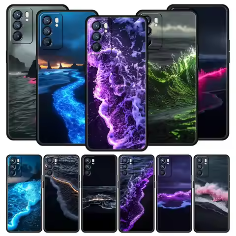 Fluorescence Colorful Waves Case For Oppo Reno14 Reno13 Reno12 11 F 10 Find X5 X9 Pro A54 5G A53 A9 