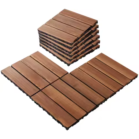30Pcs Outdoor carbonized wood flooring, anti corrosion wood flooring, balcony, household courtyard f