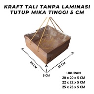 (10 PCS) DOS KRAFT CAKE Box WITH STRAP WITHOUT LAMINATION, MICA LID, 5 CM HEIGHT, 20 CM, 22 CM, 25 C