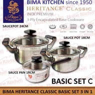 Diskon!! Panci Set Bima Heritance Classic Basic Set Panci Stainless