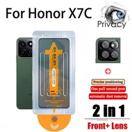 2 in 1 Honor X7C Anti-Spy Privacy Film One-click Tempered Glass Screen Protector For Honor 400 X7C X