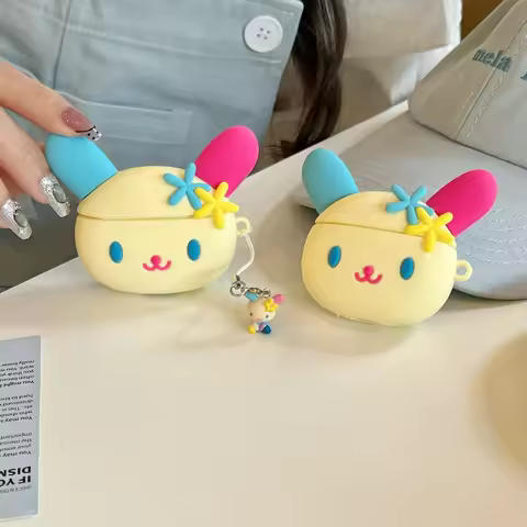 For Airpods 4 3 2 1 Case,Usahana Colorful Rabbit Silicone Protective Earphone Cover For Airpods Pro 