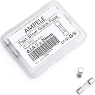 20 Pack 0.5A Fast-Blow Fuse, AMPELE 0.5Amp 250V Quick Blow Glass Tube Fuses 0.2 x 0.78 inch / 5 x 20