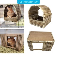 [Sunnimix1] Wooden Hamster Hideout House, Smalll Animals Hideout, Small Animals Nest Hideaway Hut for Chinchilla Gerbil
