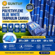 SUNTUF Blue White Canvas sheet/RollTarpaulin 6ftx30ft/40ft/70ft Kanvas Biru Putih l Waterproof Canva